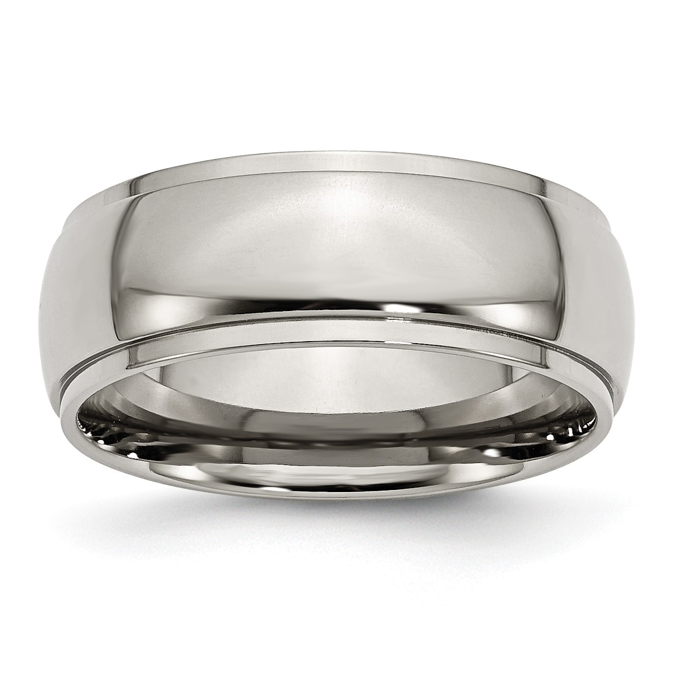 Wedding Bands Classic Bands Flat Bands w/Edge Titanium Ridged Edge 8mm Brushed and Polished Band Size 13 Wedding Bands Classic Bands Flat Bands w/Edge Titanium Ridged Edge 8mm Brushed and Polished Band Size 13
